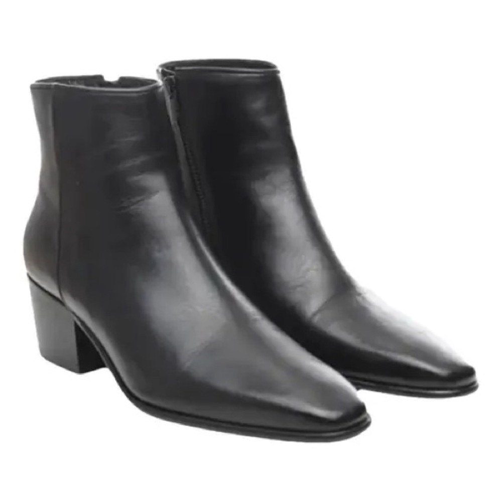 The Kooples Black Leather Ankle Boot w/ Side Zipper & Heel Size EU 41 US 10.5